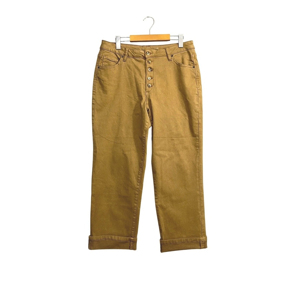 Jag Jeans High Rise Straight Leg Mustard Tan Button Fly Pants Size 14/32